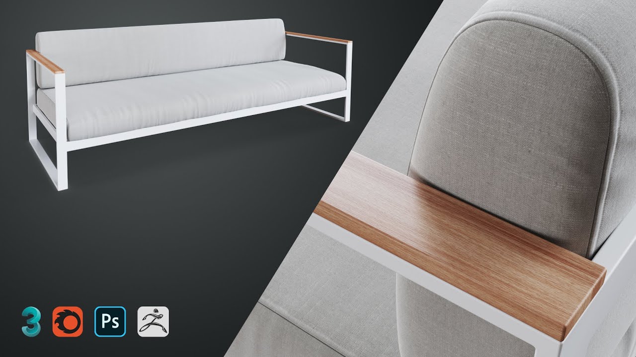 3ds Max - Aqua Sofa - Speed Modeling (1.8X)