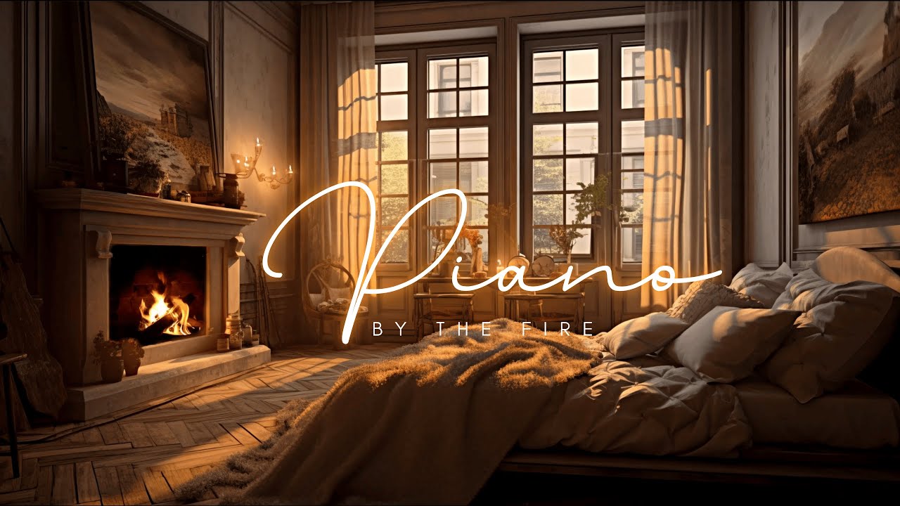 Warm Fireplace & Soft Piano: Relaxing Holiday Ambience Peaceful ASMR | Cozy Bedroom Vibes