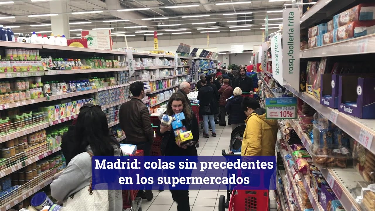 Madrid: colas sin precedentes en los supermercados
