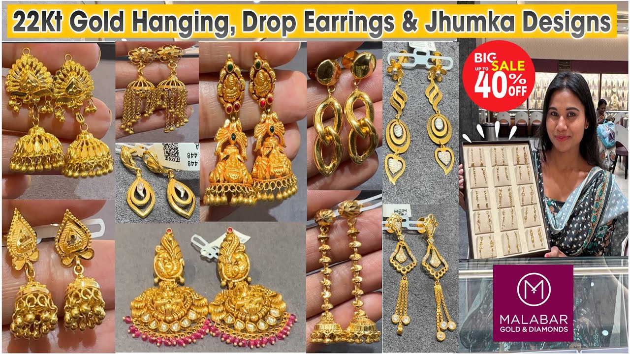 2Gm🛑😍Malabar 22KT Gold Hanging, Drop Earrings & Jhumka Designs Lightweight Gold Jhumka Earrings 2026