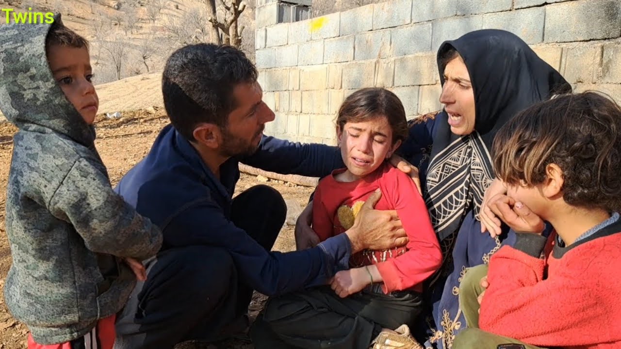 Hojjat and the twins: motorcycle riding, family laughter, and Zahra's sad moment while playing 🏍️