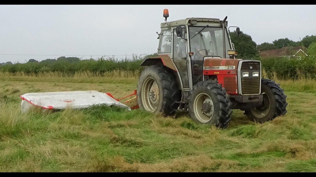 Mowing for Hay with classic Massey Ferguson 375 & Kuhn - SOUND! - Hay 2021
