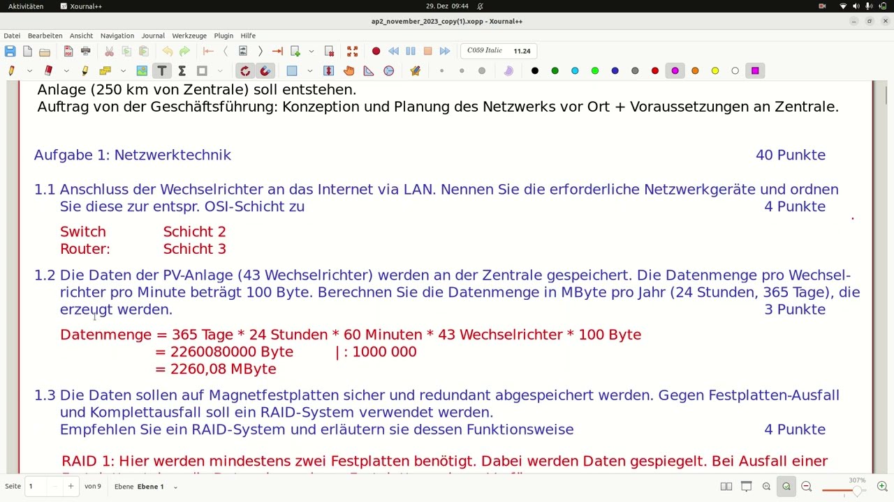 AP2-FISI-BaWü November 2023 (1/12) - Netzwerk-Komponenten, Datenmenge