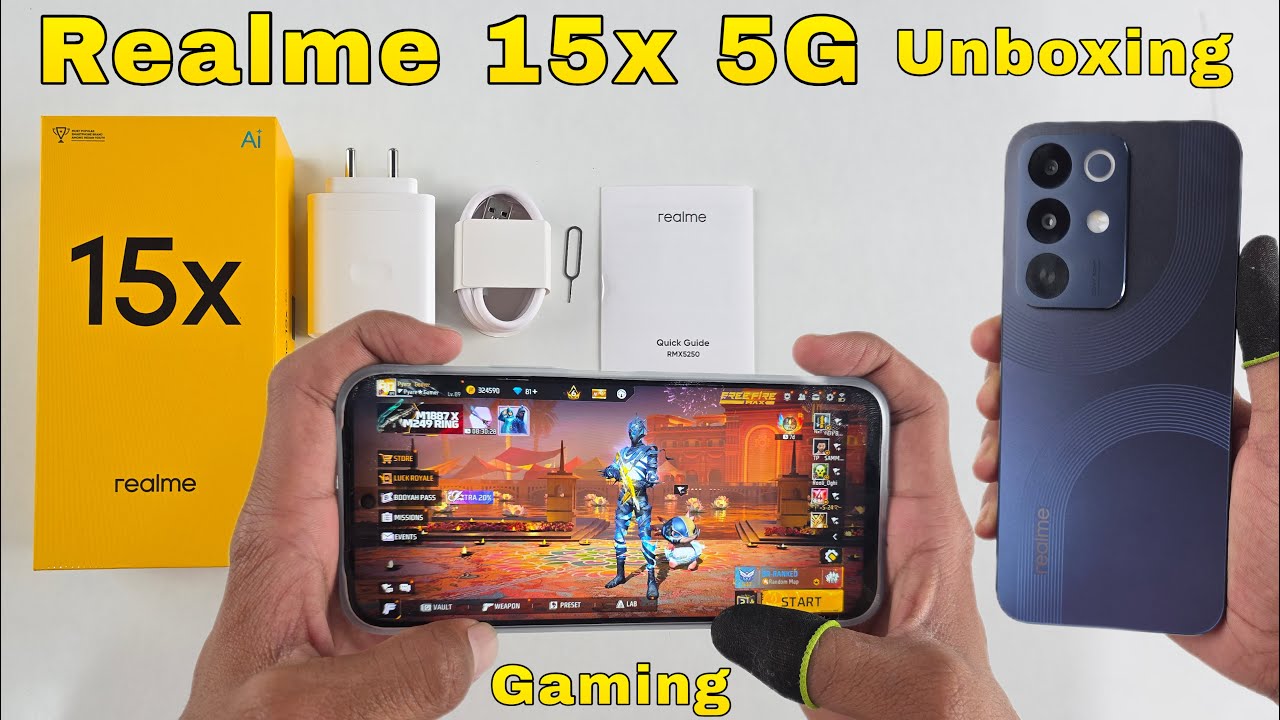 Realme 15x 5G unboxing and gaming test, Mediatek Dimensity 6300 CPU, 144Hz display 