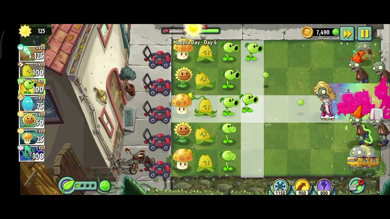 🌻 PVZ 2 Modern Day Day 4 – Safe Strategy Against Portal Zombies!