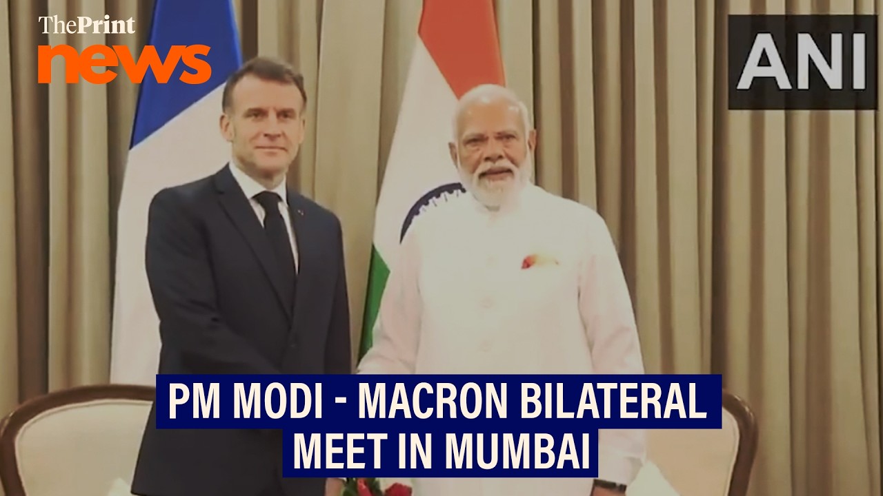 PM Modi holds a bilateral meeting with French President Emmanuel Macron at Lok Bhava in Mumbai