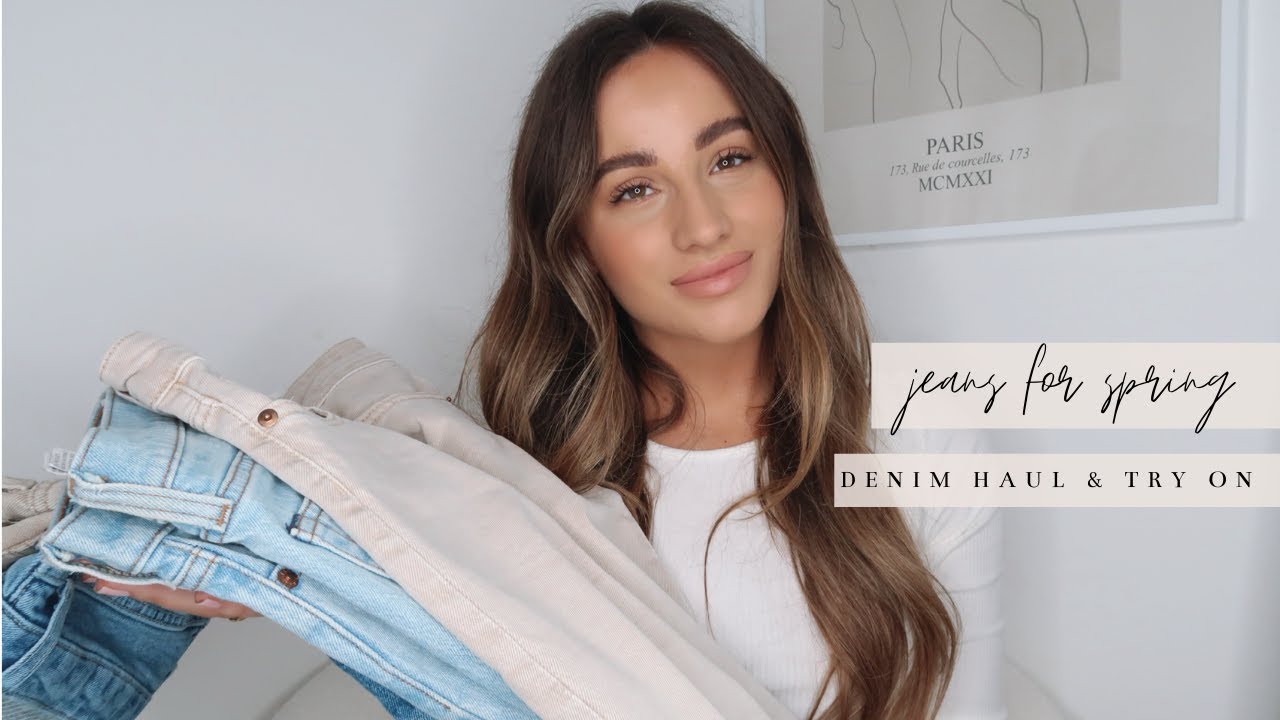 DENIM HAUL & TRY ON | THE BEST JEANS FOR SPRING!!! | ZARA, H&M, LEVIS & MORE | Rachel Holland