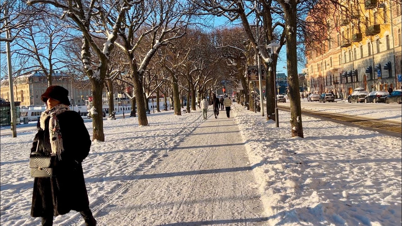 Stockholm Walks: Strandv&auml;gen. Snow & sun in exclusive part of town. Visit to Svenskt Tenn.