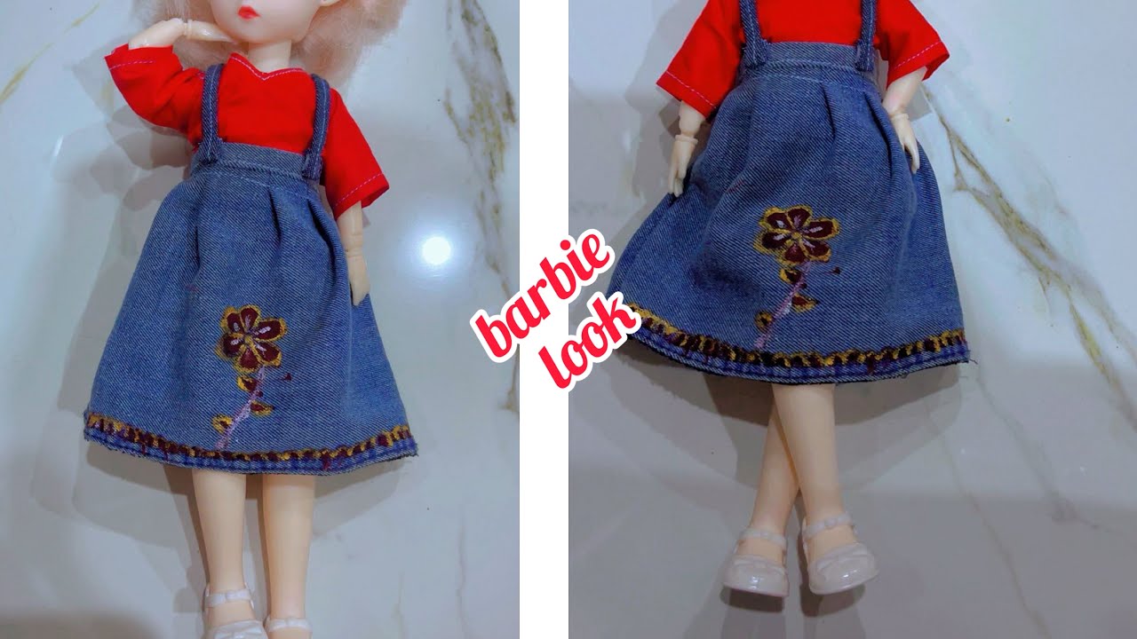 DIY barbie dress desgin ||kurti and jeans skirt desgin||top trendy desgin