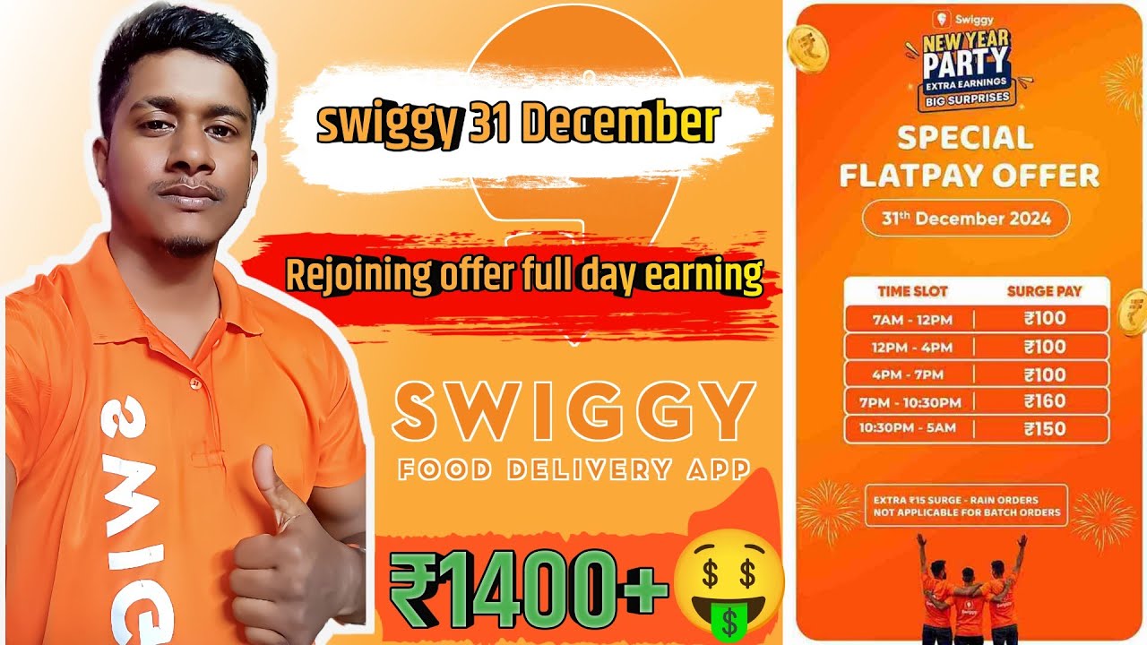 😊swiggy 31 December rejoining offer full day earning🤑|| guwahati food delivery boy job