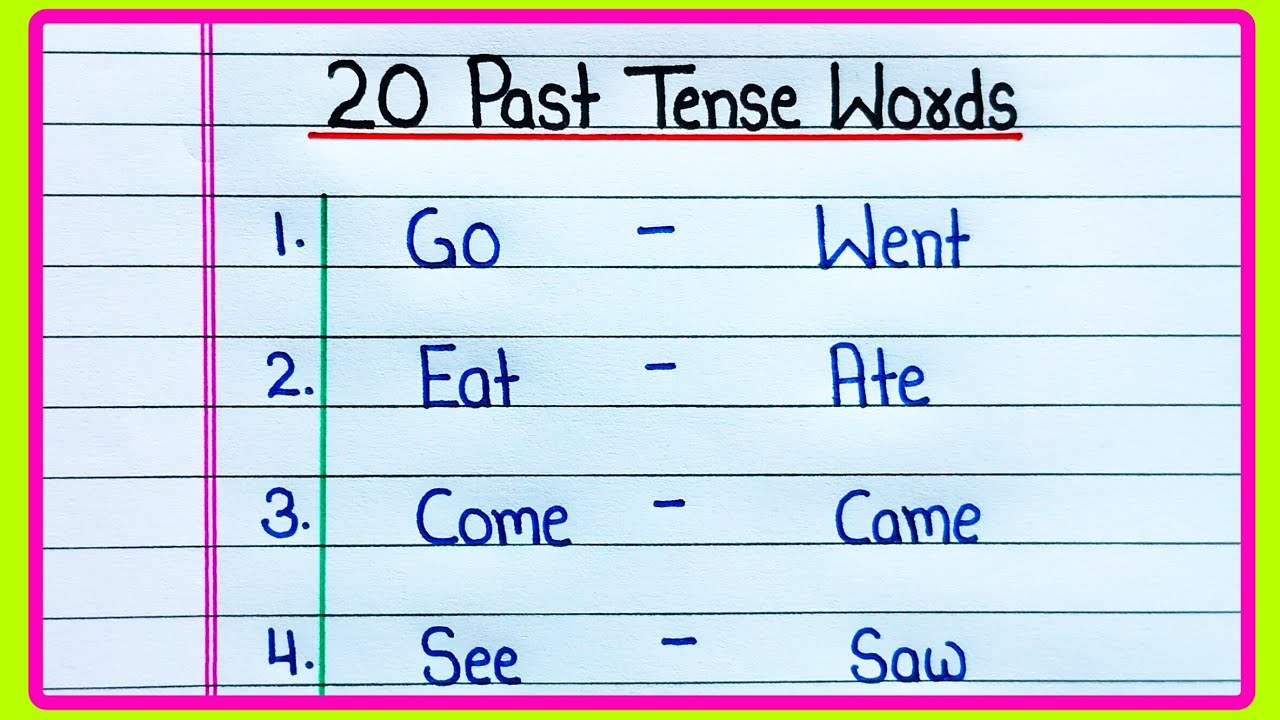 Past tense words 20 | 20 Examples of Past tense | Past tense | 20 Past tense words