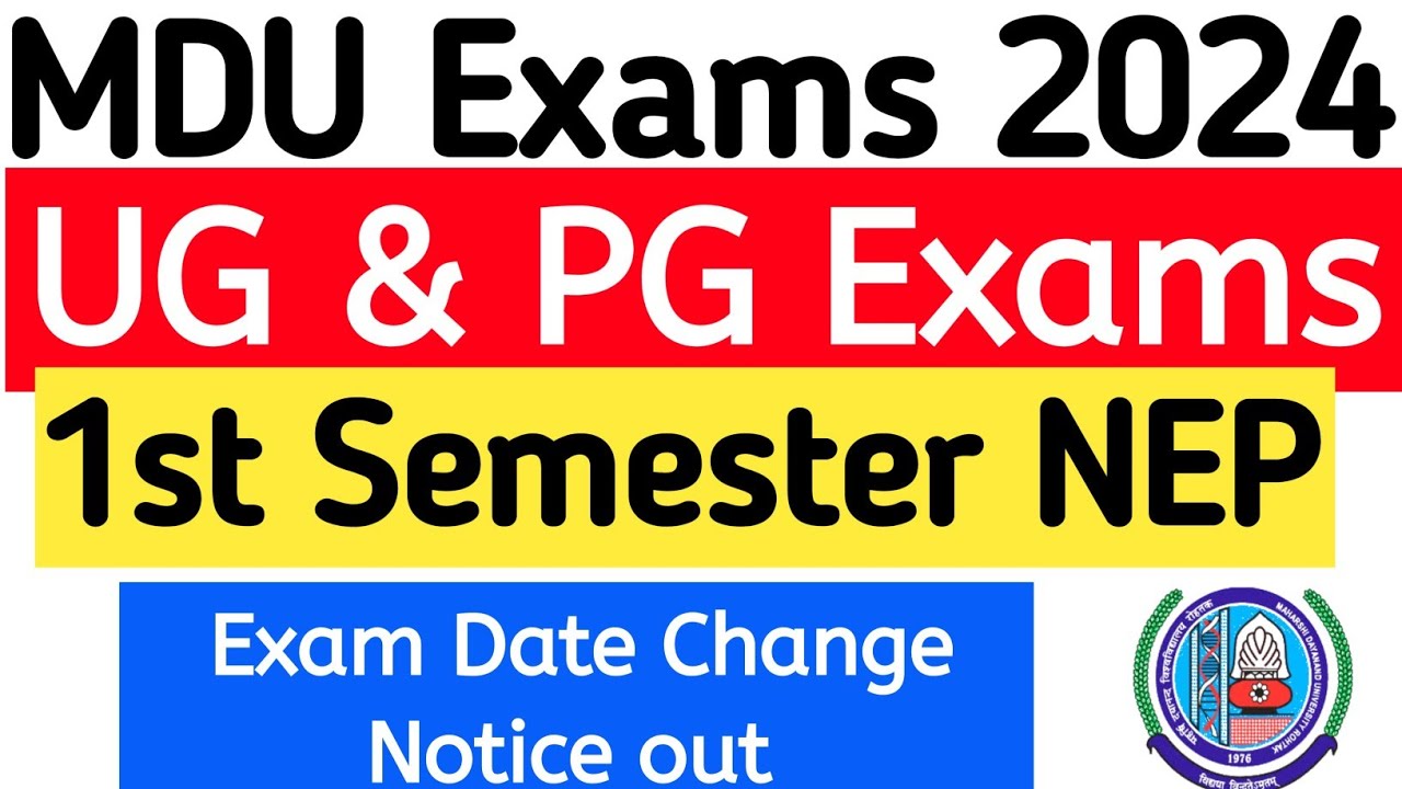 Mdu 1st Semester exam date change notice out 2024 | Mdu 1st Semester new exam date out  | MDU HELP