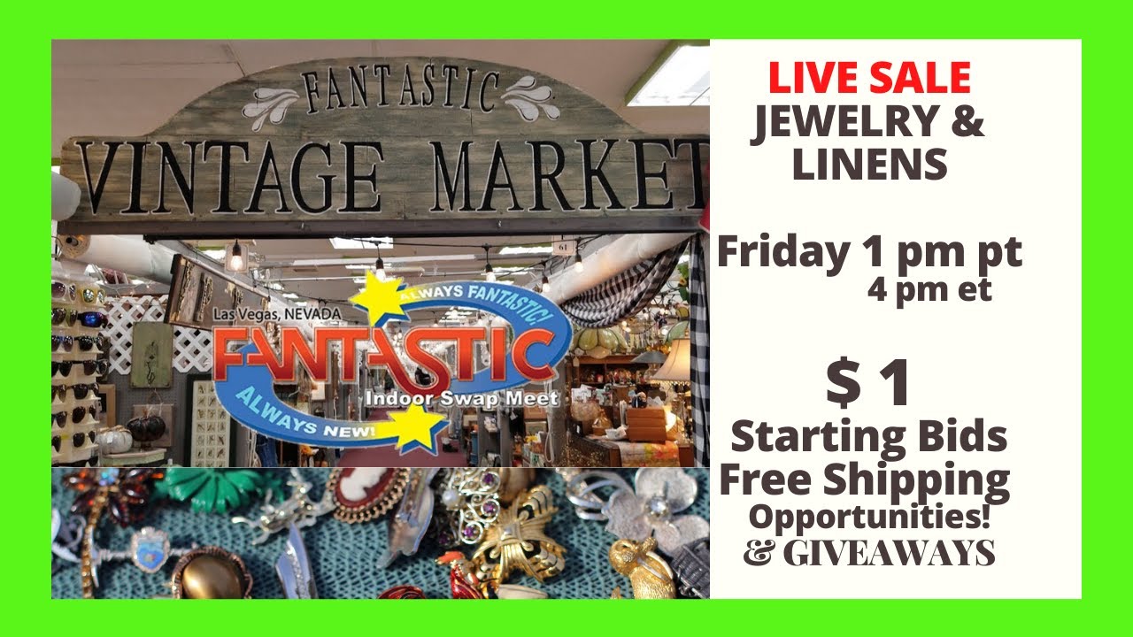 Vintage JEWELRY & LINENS LIVE SALE Auction Style $1 Starting Bids