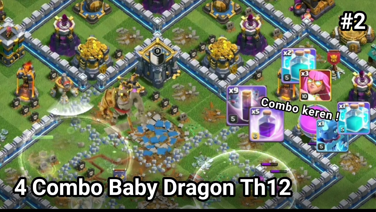 4 Combo Baby Dragon Th12 Mudah & Keren Part 2 | Clash Of Clans Gameplay