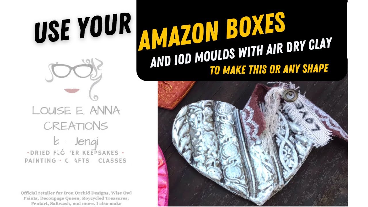 Use Amazon Boxes IOD moulds air dry clay to create this heart or ANY shape + brayer & palette knife