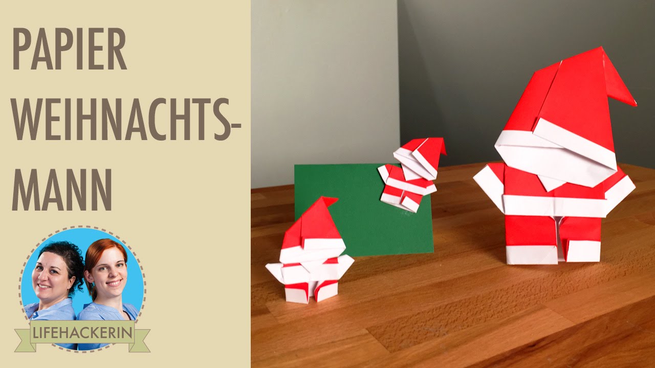 Nikolaus aus Papier falten | Papier Samichlaus | Origami Weihnachtsmann