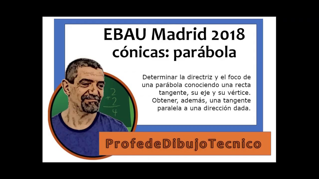 #EBAU MADRID 2018 #C&Oacute;NICAS #PAR&Aacute;BOLA   Obtener #foco y #directriz dado eje, vertice y recta tangente