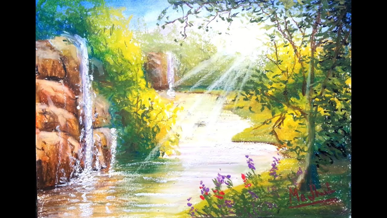 Sun Rays  - Oil Pastel Painting Lesson