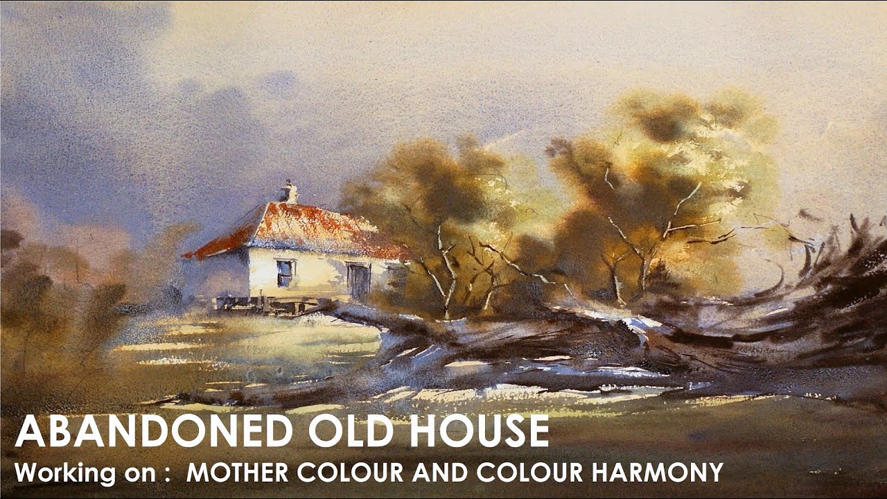 Loose Watercolor Painting Landscape Old House | How to introduce Mother Color
