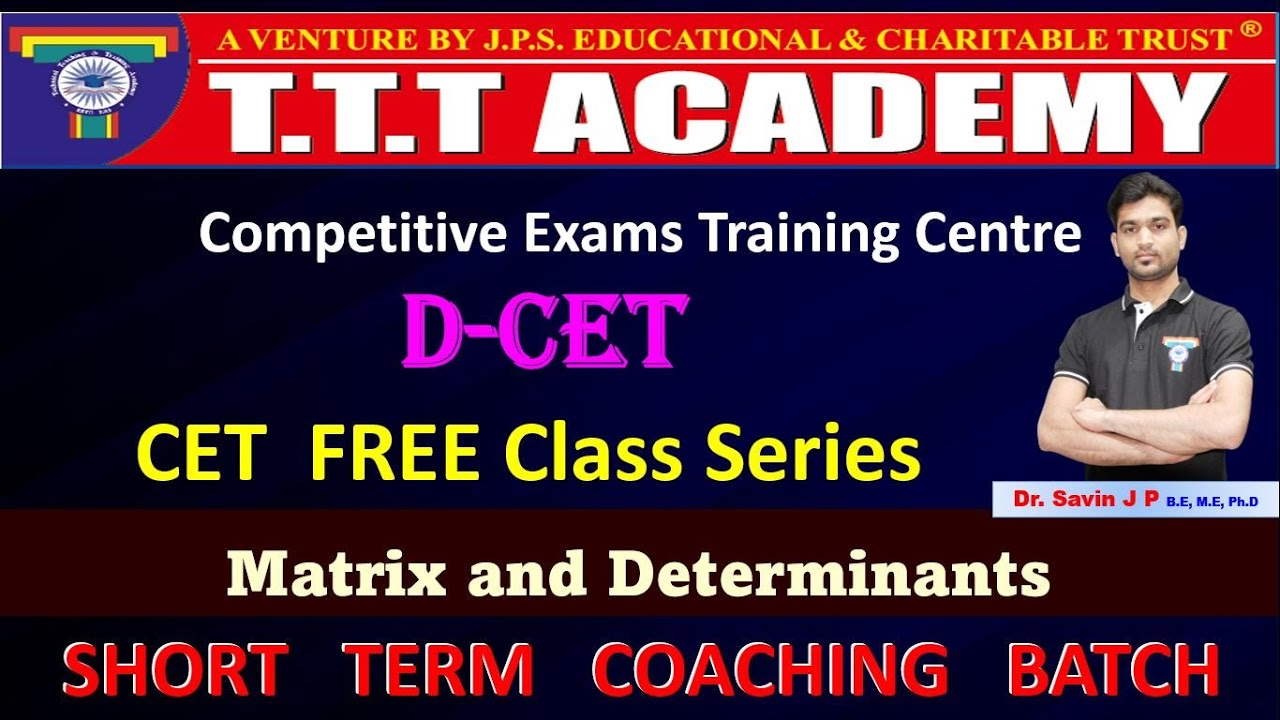 Offer - DCET FREE Class Series 01 | Mathematics | Determinants | TTT Academy | Dcet Best Coaching