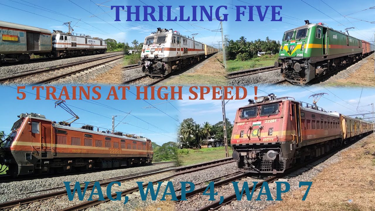 Thrilling 5 Trains at High Speed! 1 Freight Beast + 4 Passenger Rockets