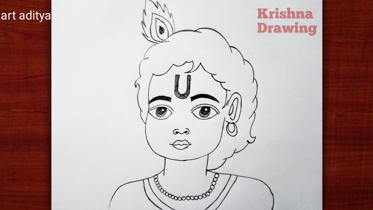 Bal Krishna Drawing | Easy Step by Step Krishna Face Drawing 