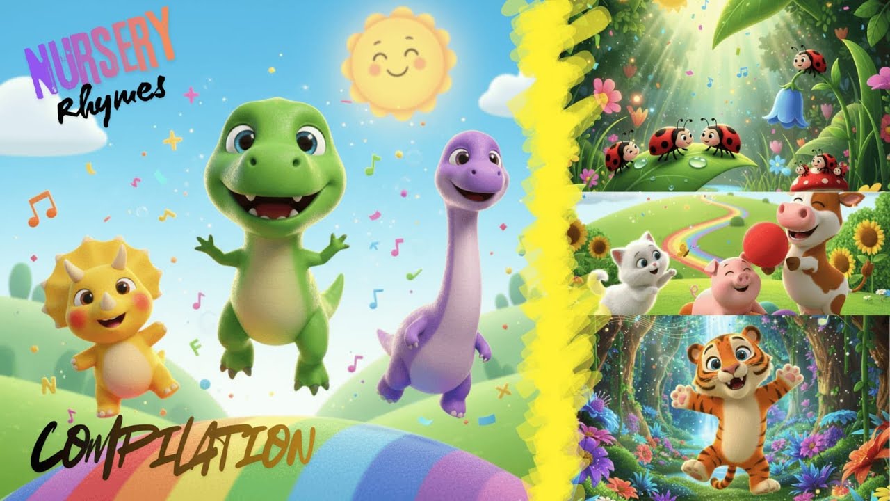 Dinosaurs Dance & Animal Songs for Kids! 🦖🐯 Fun Nursery Rhymes Compilation