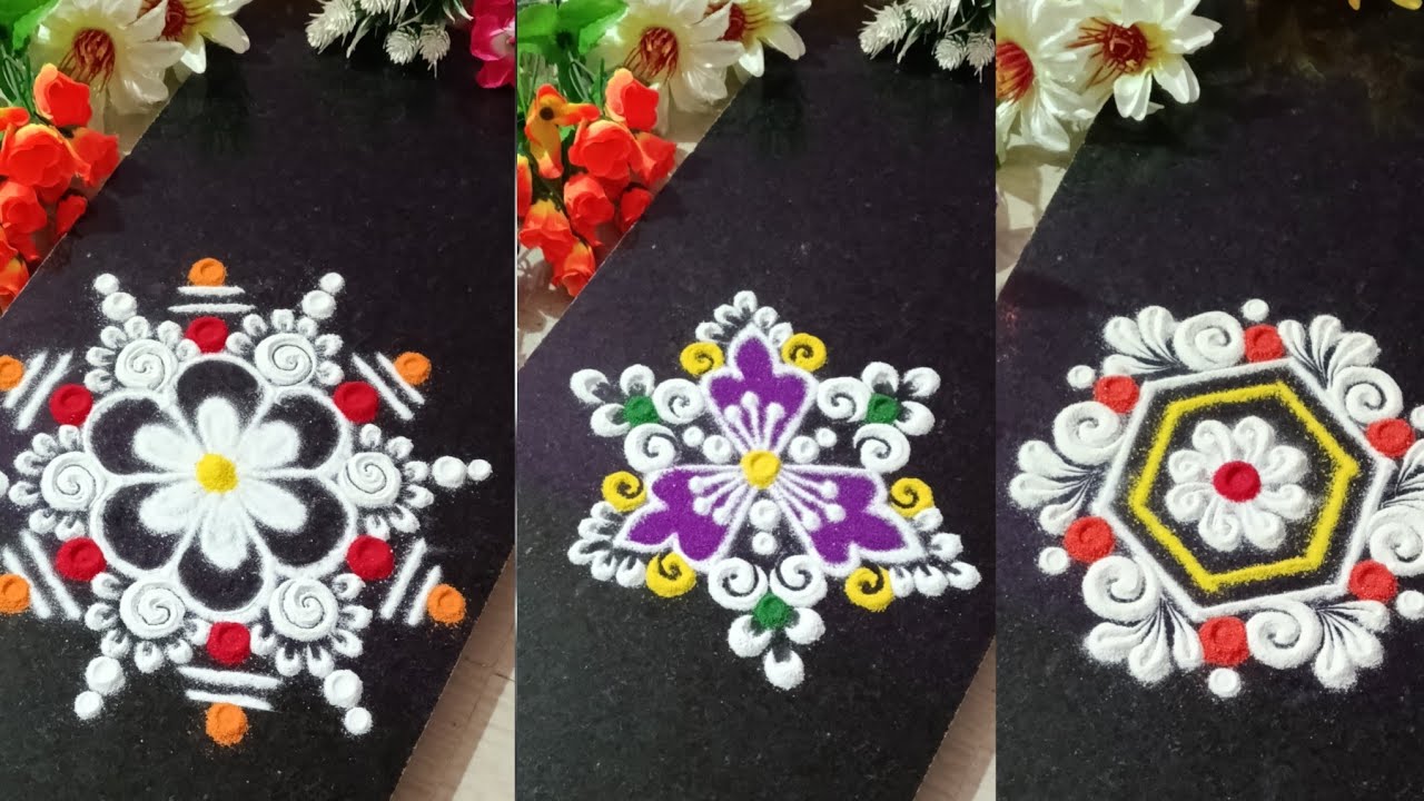 झटपट काढून होणाऱ्या सोप्या रांगोळी डिझाईन#borderrangoli#simplerangoli#easyrangoli #muggulu