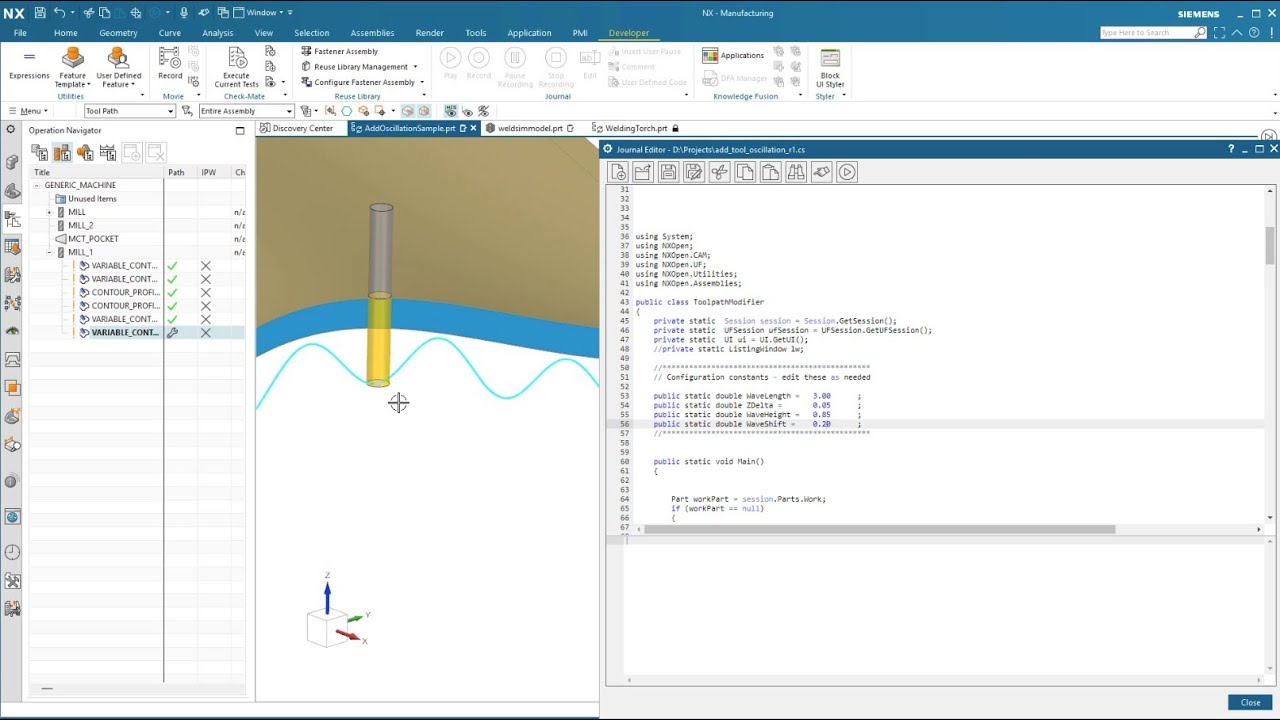 Adding Tool Oscillation to NX CAM Operations
