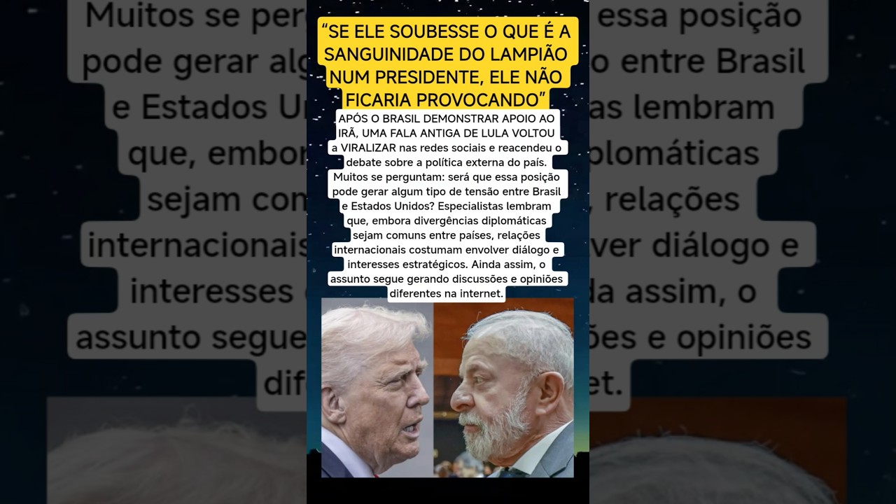 APOIO do BRASIL ao IR&Atilde; faz fala antiga de Lula viralizar e levanta debate sobre rela&ccedil;&atilde;o com os EUA