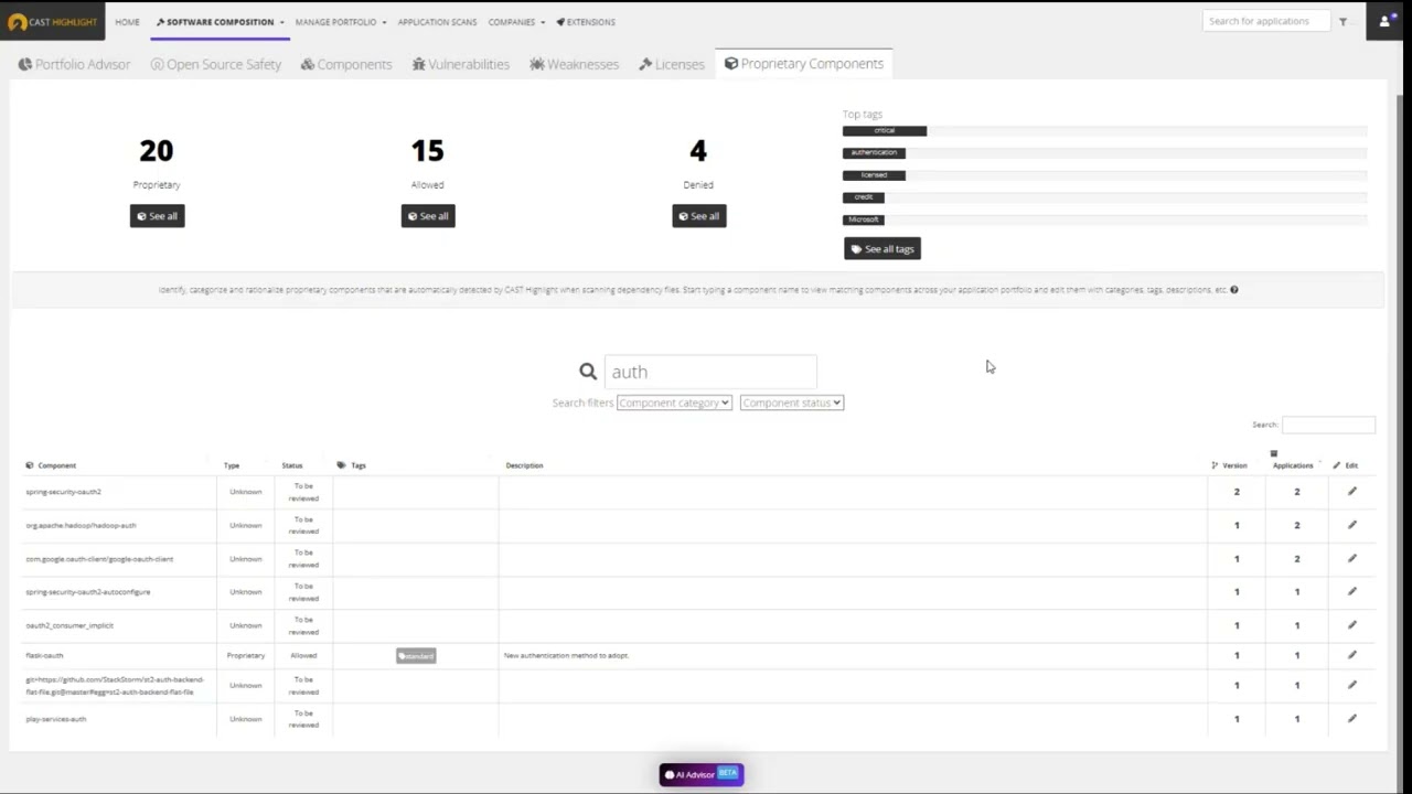 CAST Highlight – Proprietary Component Governance Demo