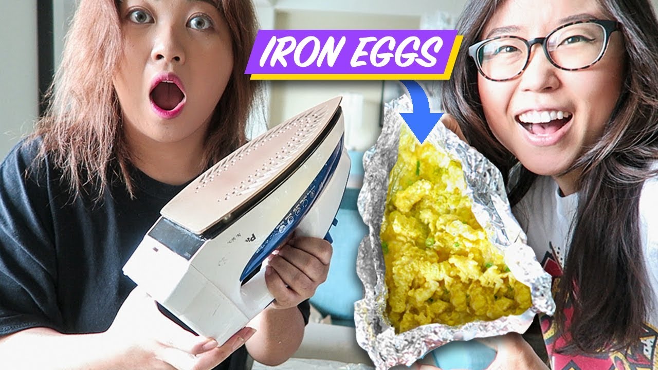 Cooking with CLOTHING IRON ► Scrambled Eggs with Cheese (ft. Heyitsfeiii)