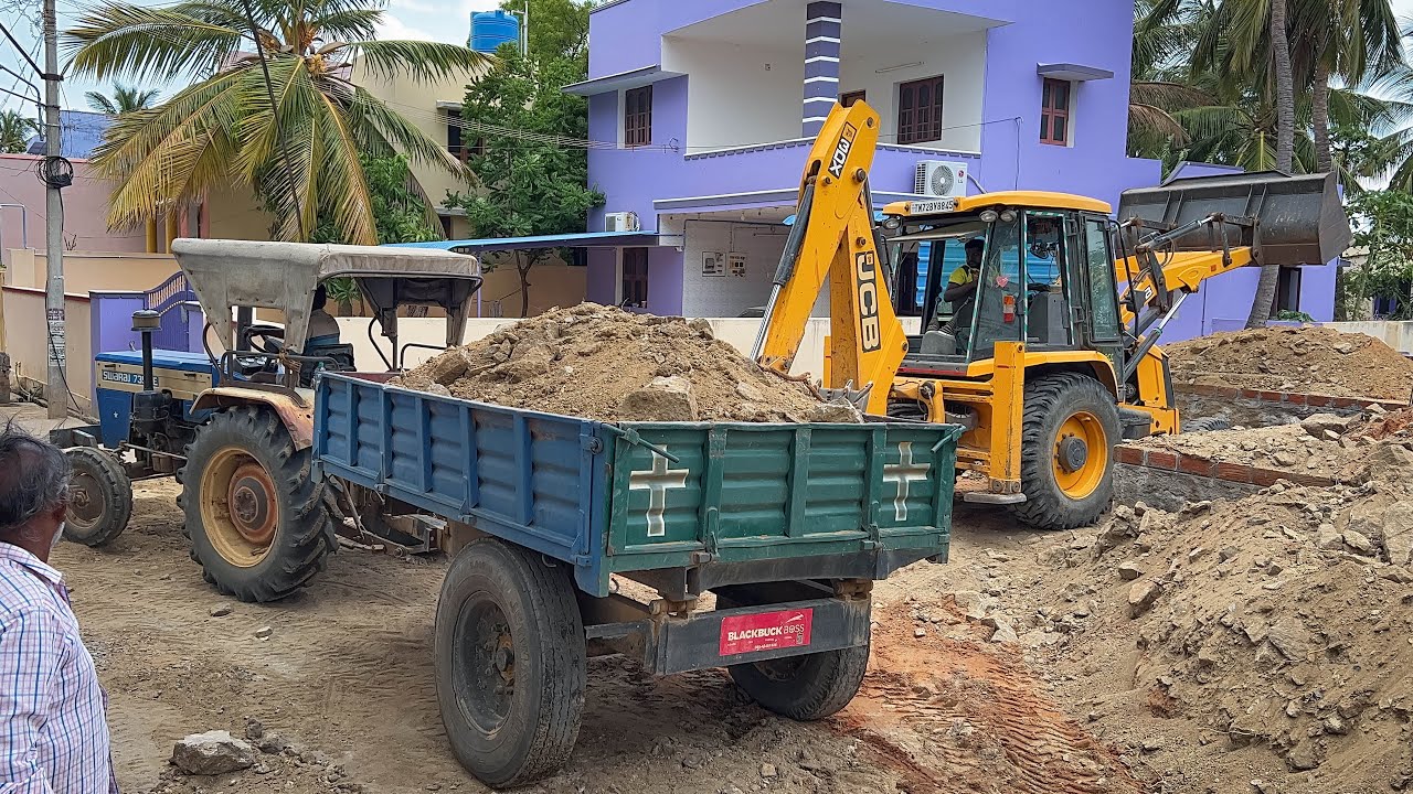 Mahindra575 Sonalika47 Swaraj744 Tractor Mud Unloading JCB 3DX Take it New Foundation Filling it’s