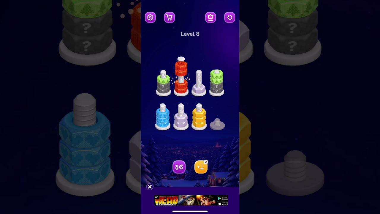 Nut Sort: Color Sorting Game | Level 8 | NO REVERTS #mobilegame #gaming  #gameplay