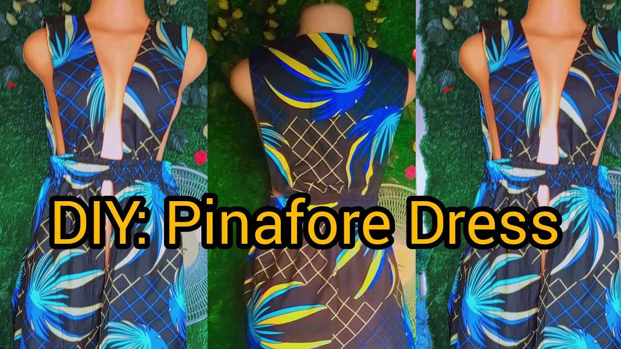 HOW TO CUT AND SEW SIMPLE PINAFORE DRESS STEP BY STEP SEWING #pinafore #cutting #fashion #sewing 