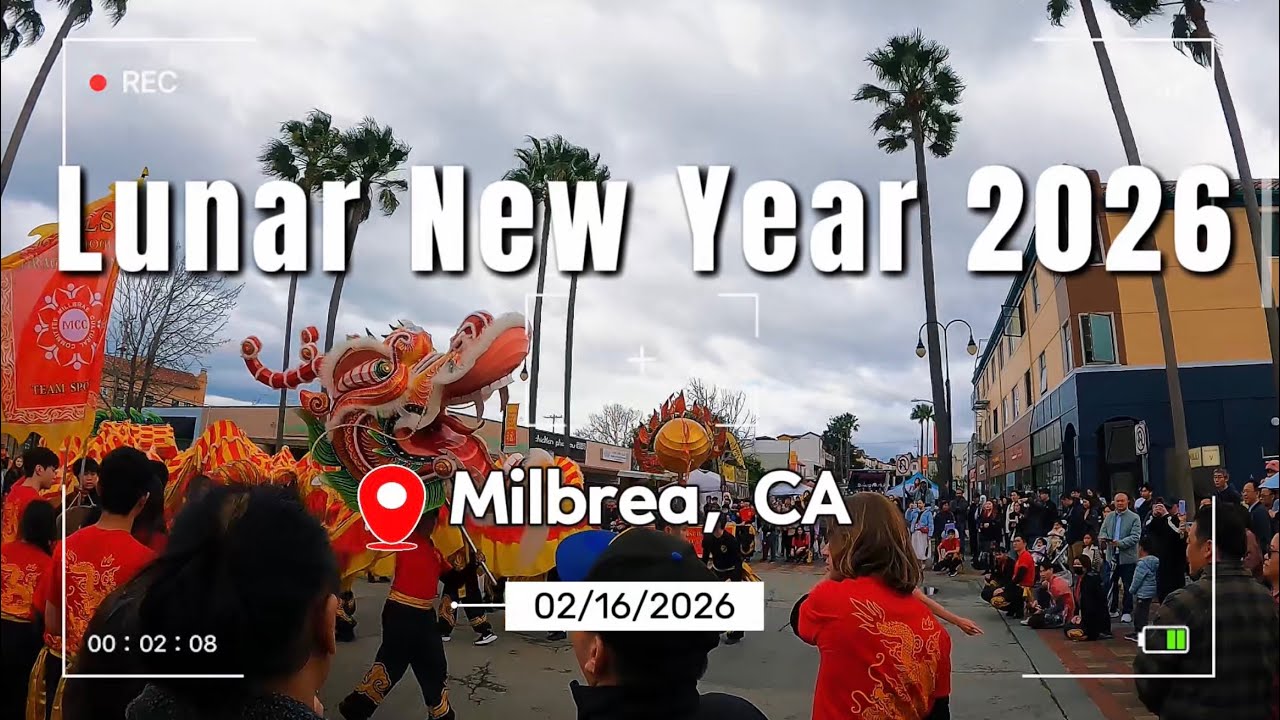 Millbrae 2026 Lunar New Year Dragon Dance | Spring Festival Street Walk | 旧金山湾区Millbrae春节庙会｜舞龙&歌舞表演