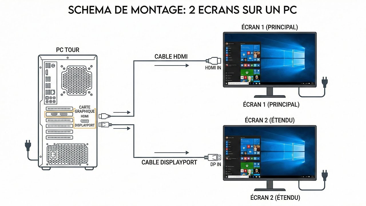 Comment brancher un deuxième écran sur son PC (débutant)