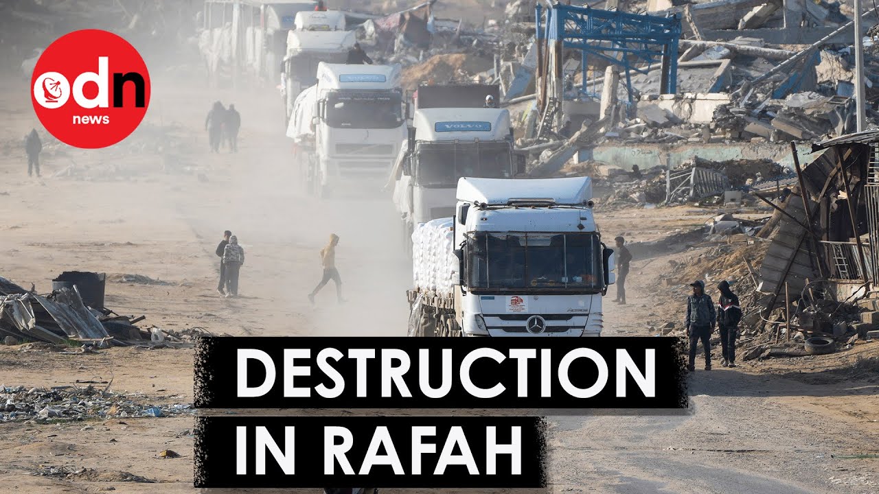 LIVE: View of Devastating Destruction in Rafah as Aid Trucks Enter