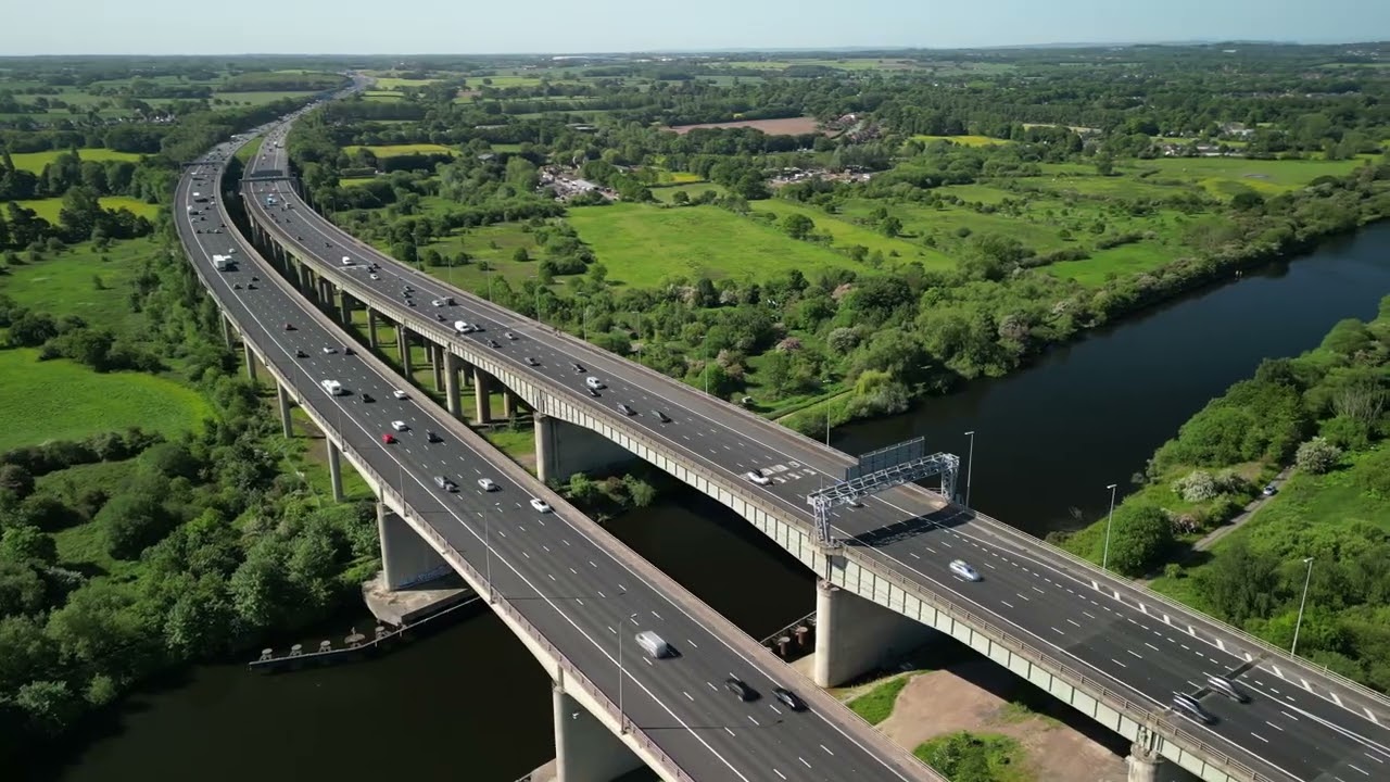 Thelwall Viaduct M6 Motorway from above - views you won't have seen| #drone