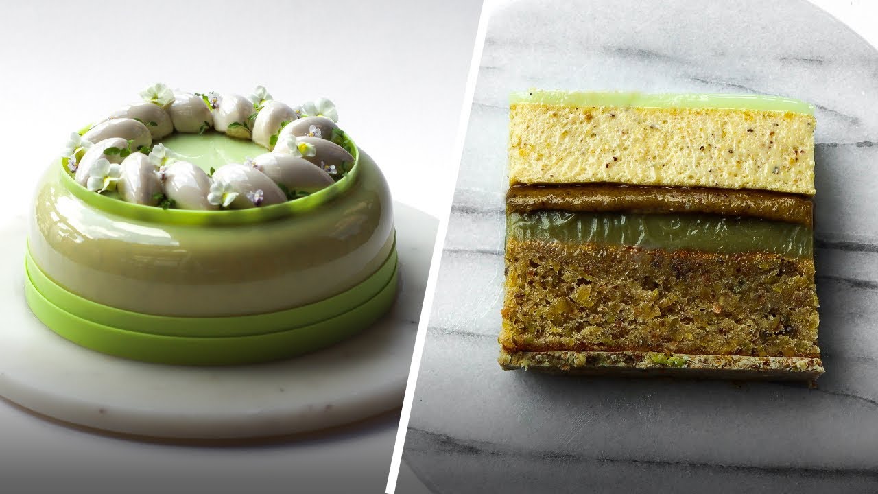 Tutorial: Pistachio Entremet Cake │ Mirror Glaze │ Praliné, Ganache, Mousse