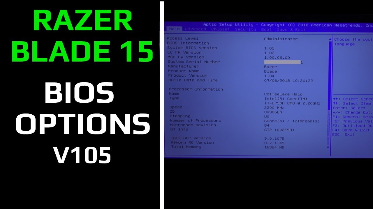 Razer Blade 15 Bios Options V105◄iDATUS►