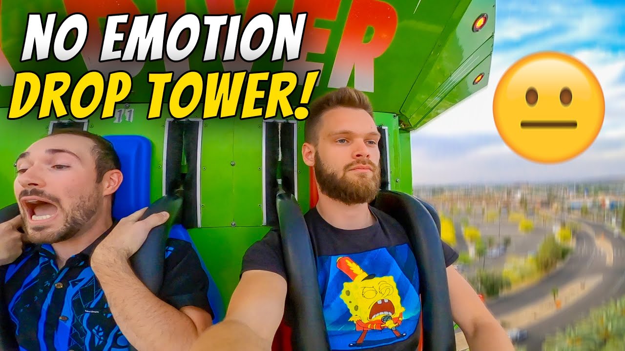 No Emotion Challenge on INTENSE Drop Tower at Castles N Coasters