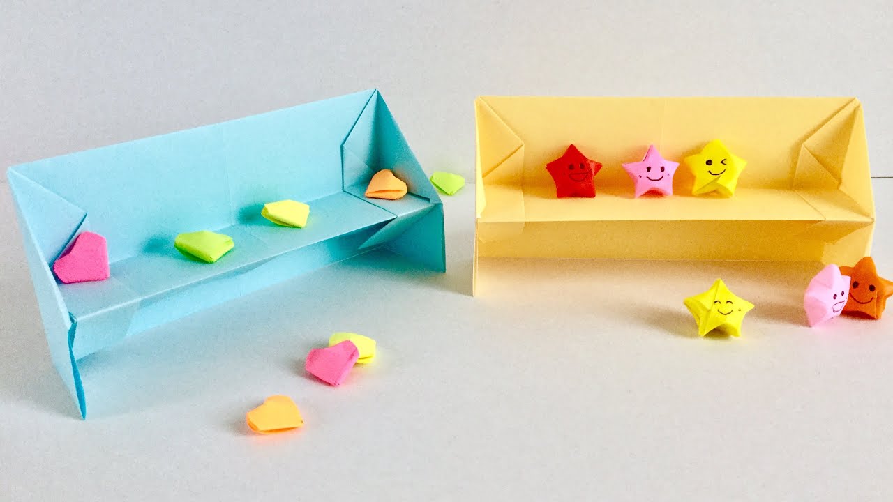 【折り紙】ベンチ  【Origami】Bench