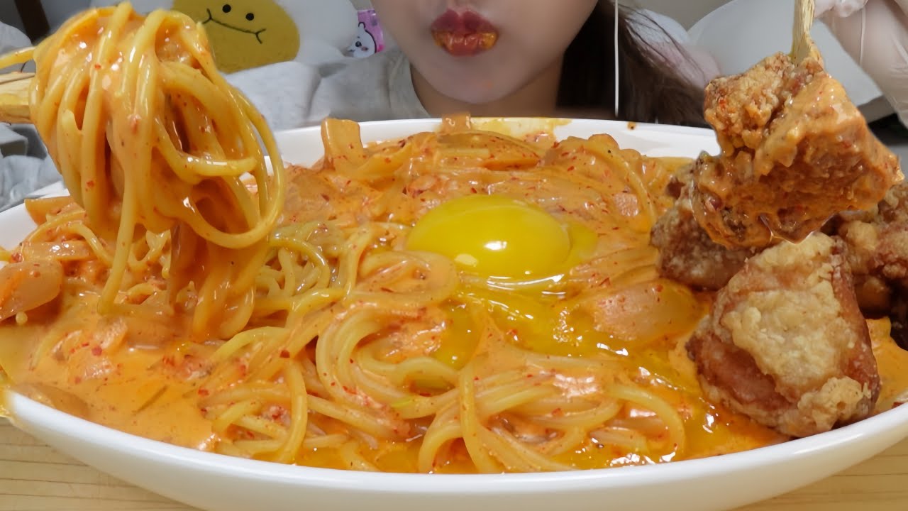ASMR ピリ辛クリームパスタ spicy cream pasta
