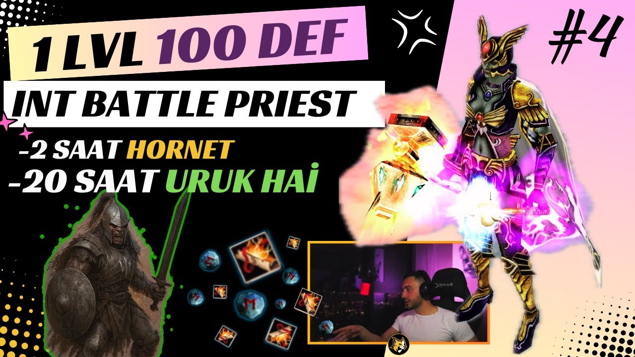 1 Level 100 Def Elit Int Battle Priest | 20 SAAT URUK HAI ve HORNET | Ezik Farm | Knight Online