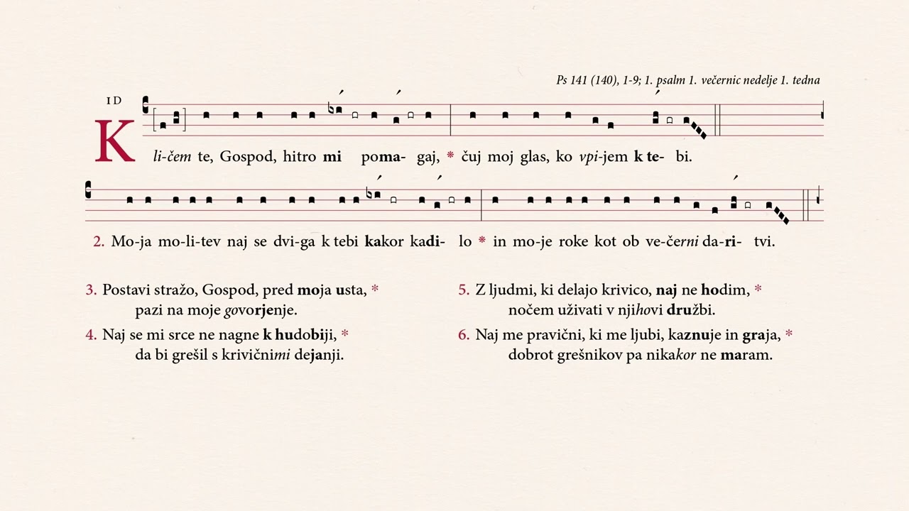 Učenje psalmodije 2. ura: 1D psalmski ton