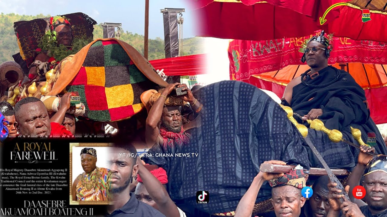 Watch How Kwahumanhene & Asante Mamponghene arrive at the Late Kwahumanhene's funeral in a palanquin