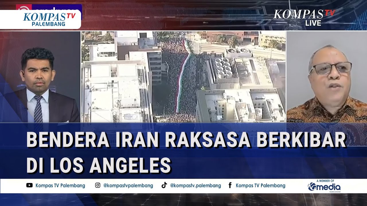 Analisis Pengamat soal Tensi Hubungan Iran & Amerika Serikat, Bendera Iran Raksasa Berkibar di LA