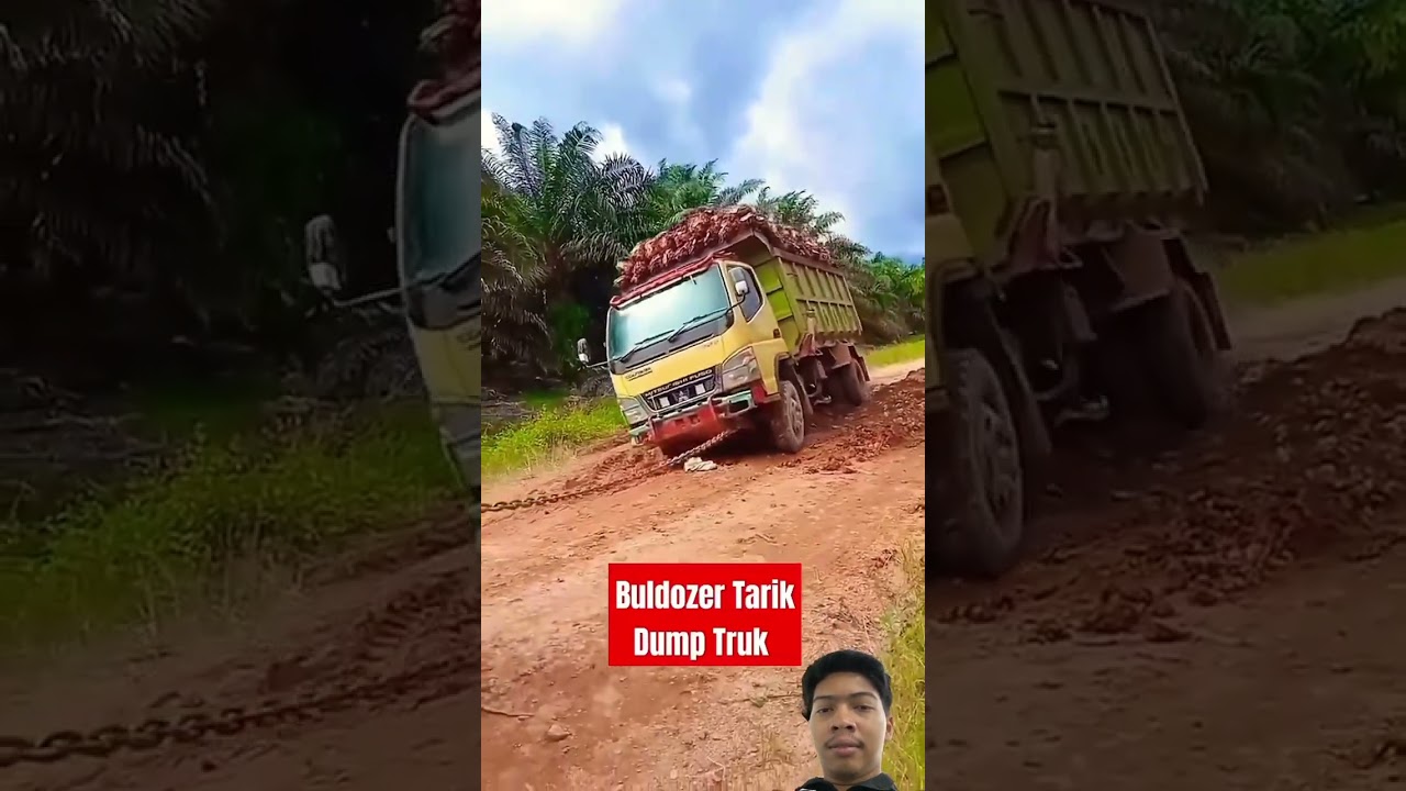 Truck sawit ditarik buldozer😱 #trucksawit #truckcenter #trending