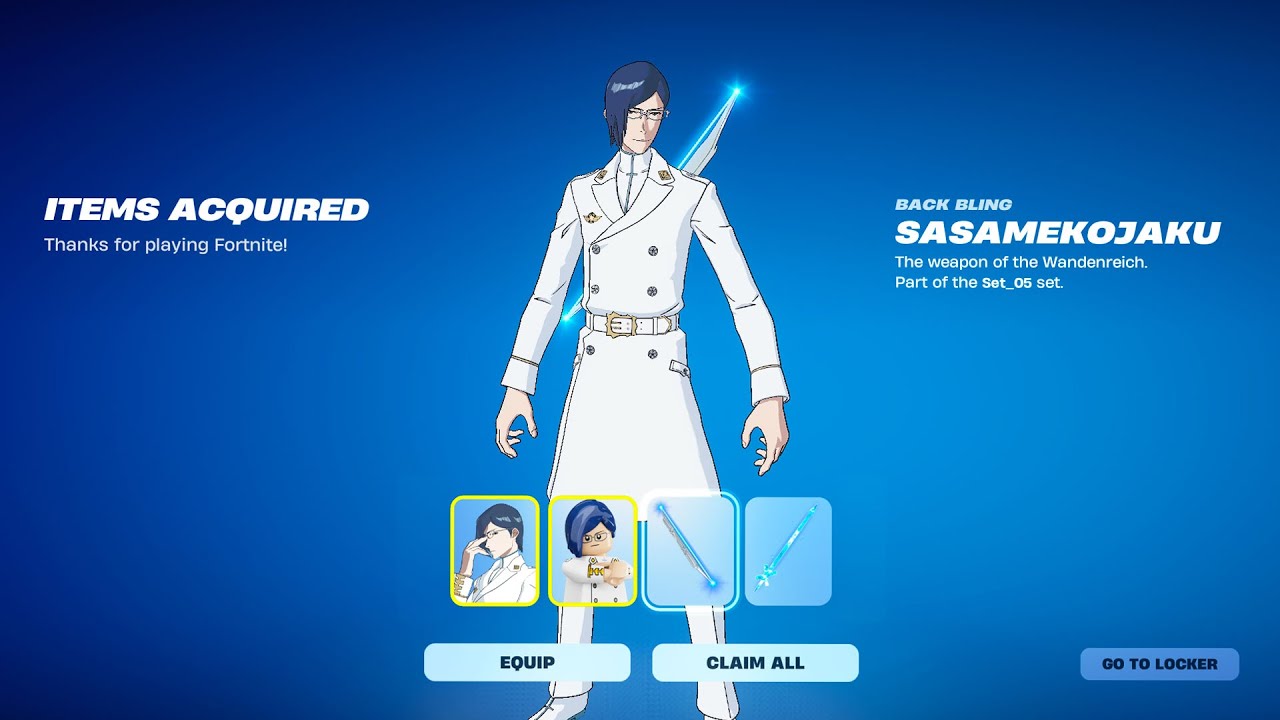NEW Bleach Uryū Ishida x Fortnite SKIN, Back bling & Pickaxe Showcase!